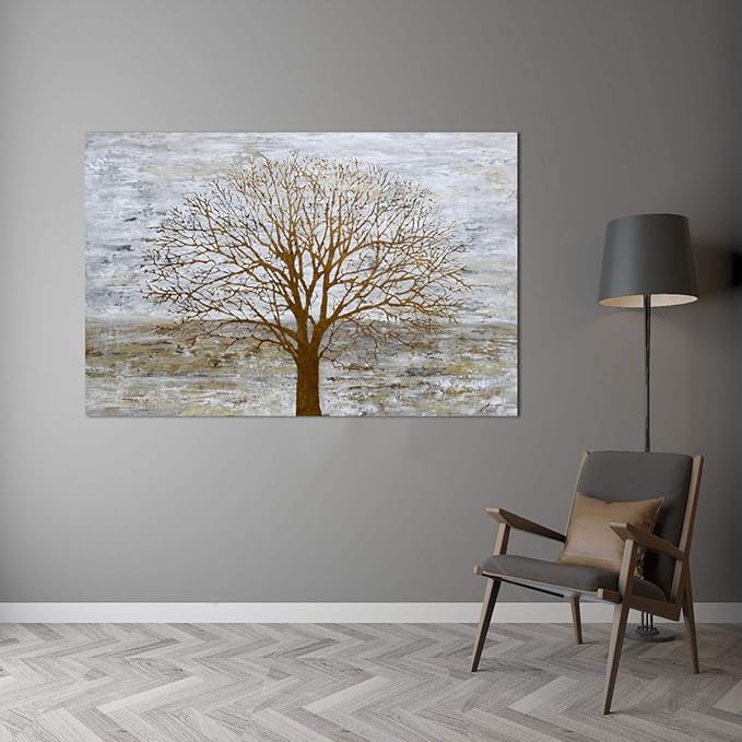 Yihui Arts Hand Painted Abstract Tree Painting