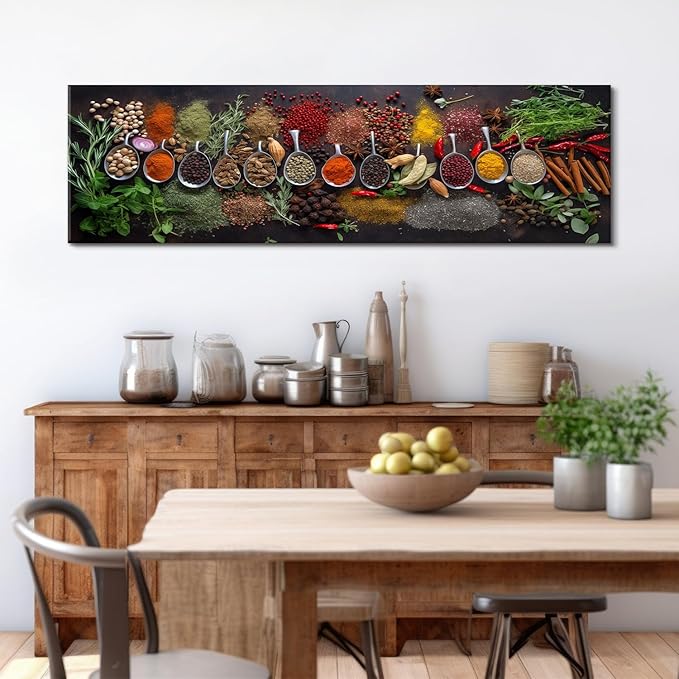 Large Colorful Kitchen Wall Art Spices Herb Food Picture