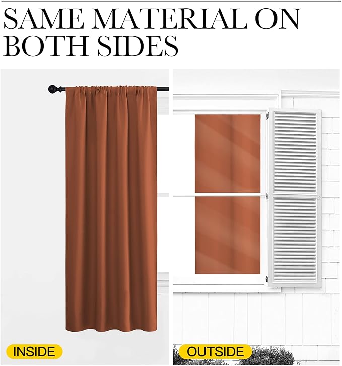 NICETOWN RV Blackout Curtains for Camper Windows, Burnt Orange, Kitchen Curtains