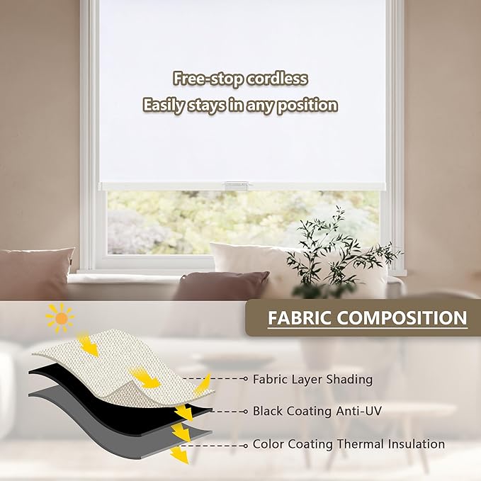 SUNOFF Cordless Blackout Roller Shades Blinds