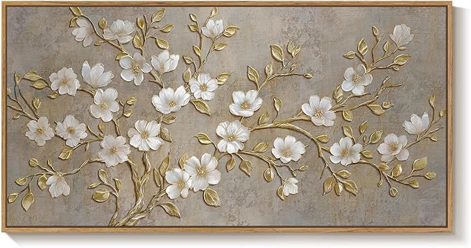 Large Framed Neutral Botanical Wall Art