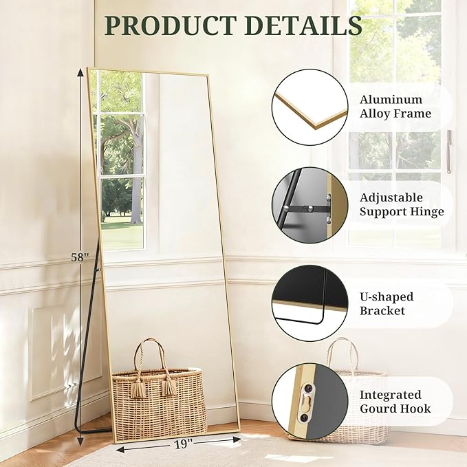 Mirror Full Length 58"x19" Full Body Floor Mirror