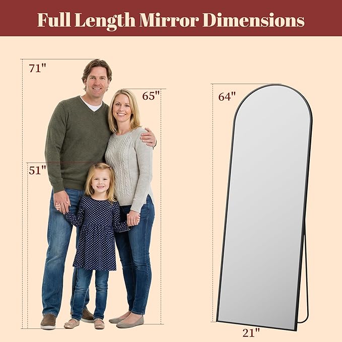 Suidia 65"x22" Arched Full Length Mirror