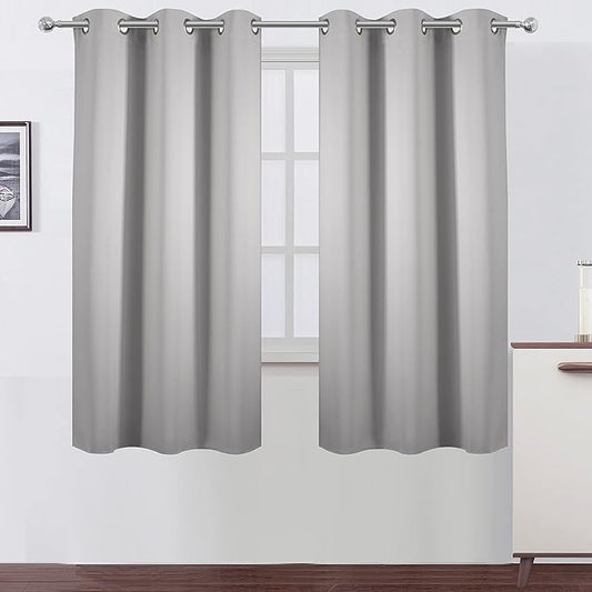 LEMOMO Light Grey Blackout Curtains 34 x 54 Inch Length/Set of 2 Curtain