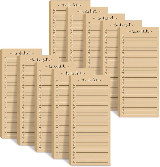 Censen 10 Pack 500 Sheets To Do List Notes Daily Checklist Notepads with 50 Sheets Each Undated Color Memo Pad Block Shopping List Pad Weekly Plan Notepad Organizer Planners(Wood Color,Lined)