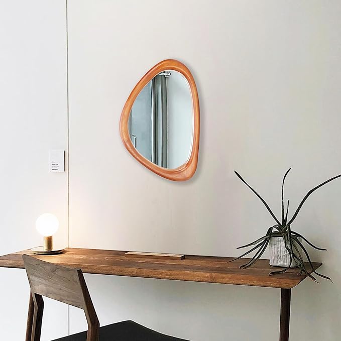 MAGFLERUM Irregular Wall Mirror, 15 * 10 inch Asymmetrical Wood Mirrors