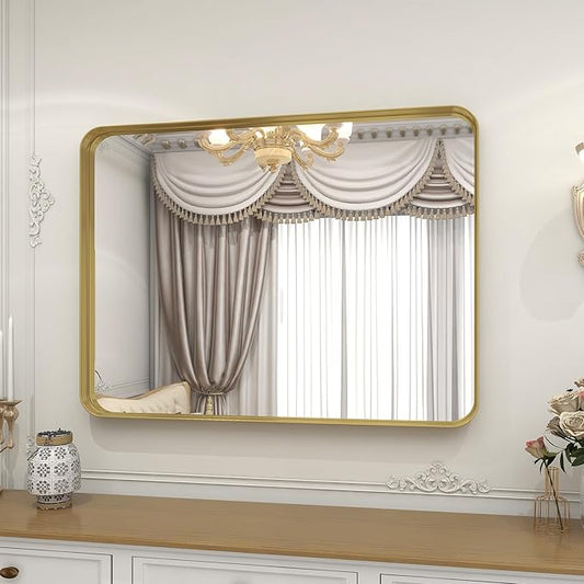VooBang Bathroom Mirror 24x36 inch, Modern Round Corner Bathroom Vanity Mirror