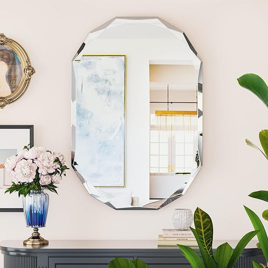 Suidia Bathroom Mirror, Frameless Bathroom Mirror