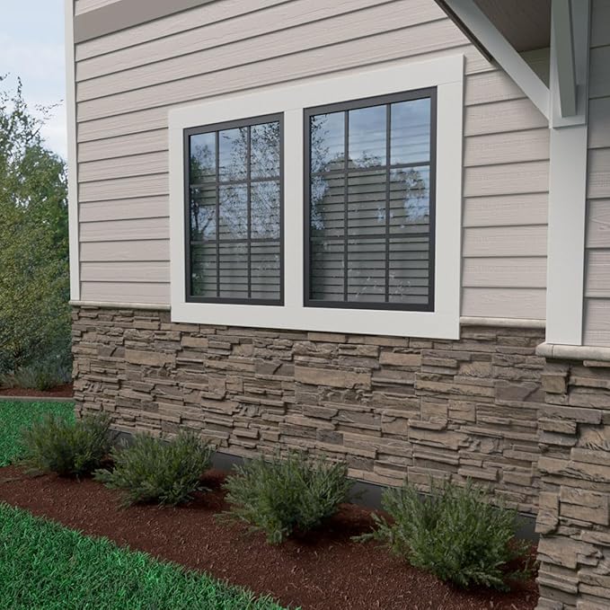 EverStone Cascade Faux Stone Panel, 48 5/8"W x 24 3/4"H x 1 1/4"D, Cascade