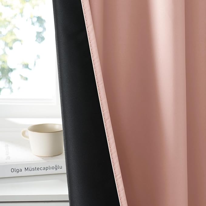 RYB HOME Bedroom Blackout Curtains 80 inches Long, 100% Blackout Thermal
