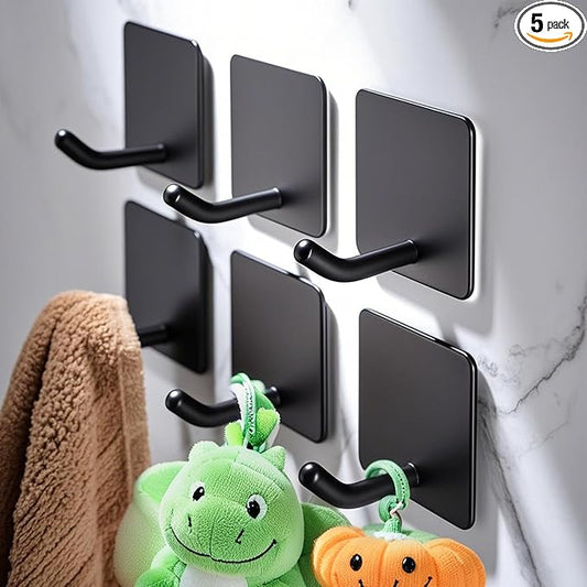 DELITON 6 Pack Towel Hooks for Hanging, Adhesive Hooks Stick on Wall for