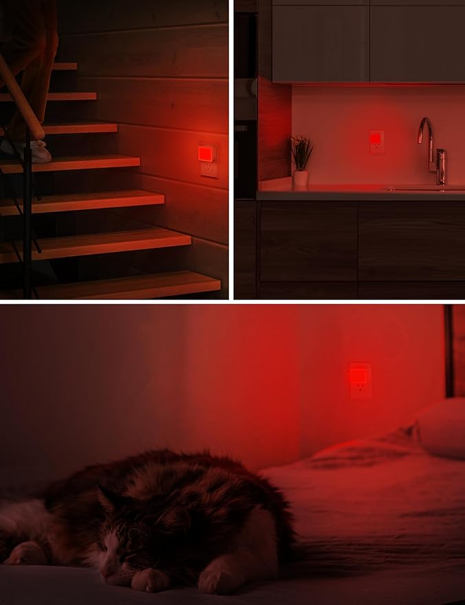 L LOHAS LED Red Night Lights Plug into Wall 2-Pack, 0.3W Plug in Night Light