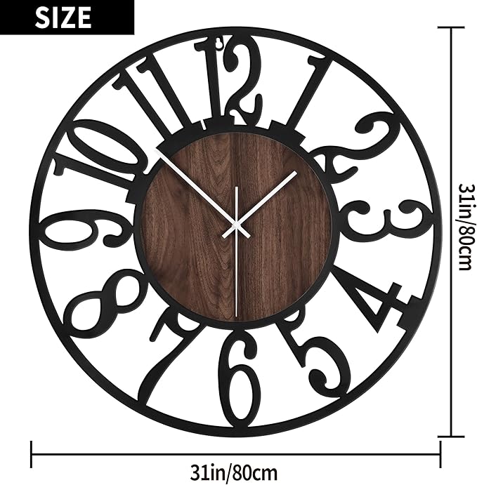 1st owned Large Wall Clock for Living Room Decor- 32" Decorative Antique Silent