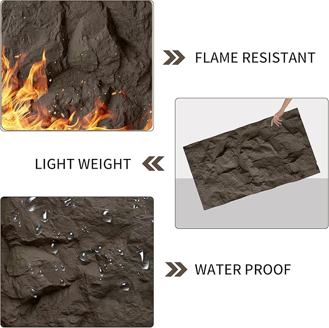 3D Faux Stone Wall Panels, Lightweight & Waterproof Accent Marble Rock Skin