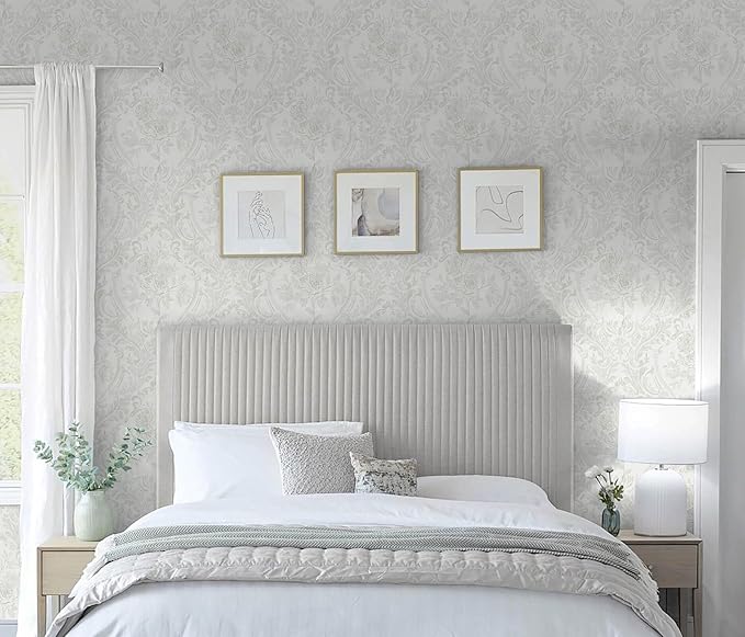Ismoon Floral Peel and Stick Wallpaper Grey Contact Paper Boho Watercolor