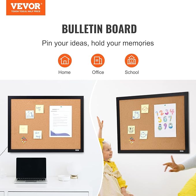 VEVOR 24 x 36 Cork Board, Large Bulletin Board