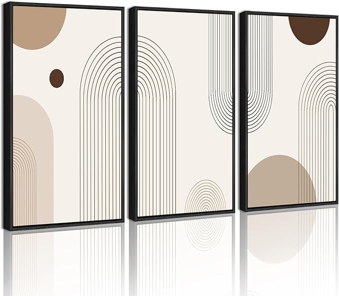 PHOPAGO Boho Wall Art Minimalist Bohemain Framed Wall Printing 16x24in Abstract