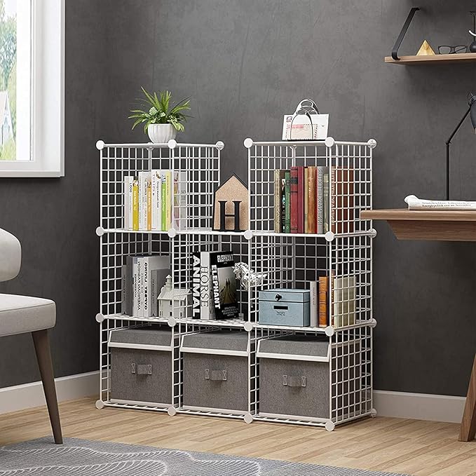 C&AHOME Wire Cube Storage, 9-Cube Organizer Metal, Wire C Grids Storage