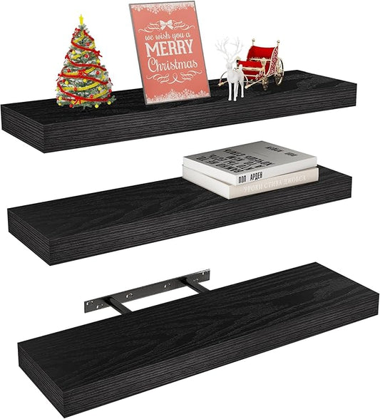 Vervida Black Floating Shelves for Wall, Floating Shelf for Living Room