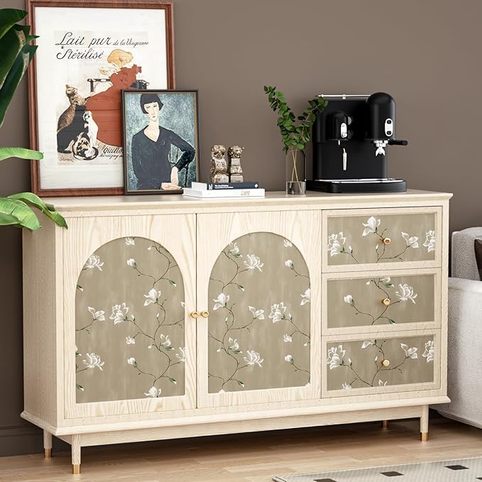 Laatse Floral Wallpaper Peel and Stick 17.5" x 118" Khaki Floral Contact Paper