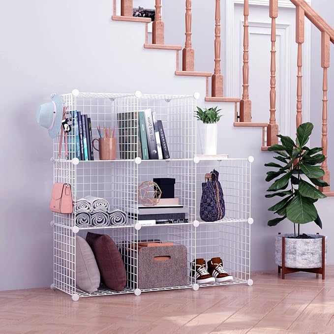 C&AHOME Wire Cube Storage, 8-Cube Organizer Metal C Grids Storage, Storage Bins