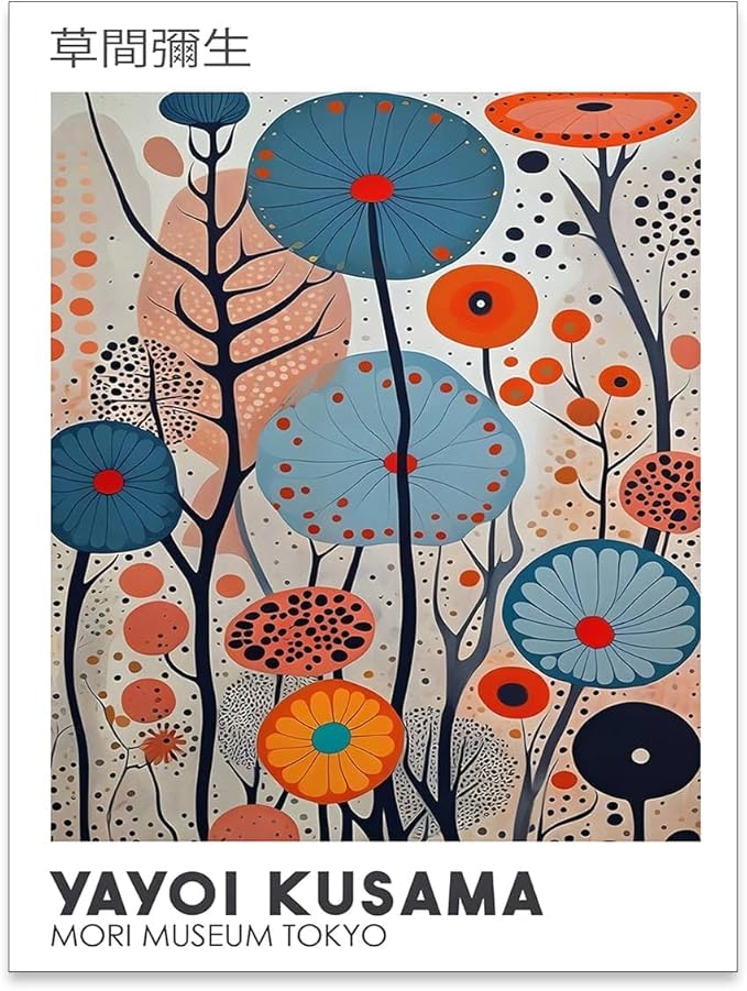Yayoi Kusama Canvas Wall Art Vintage Japanese Painting Posters Tokyo Aesthetic