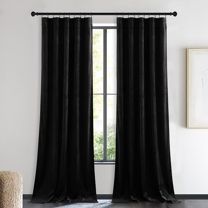 NICETOWN Insulated Black Out Velvet Curtains
