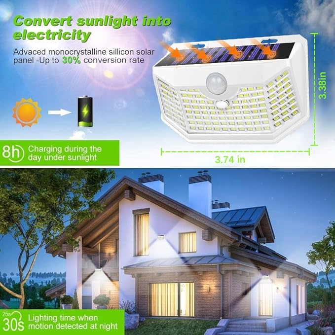 HMCITY 120 LED Solar Lights Outdoor