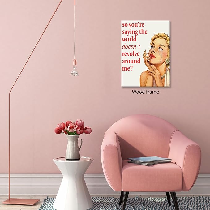 70s Pink Sexy Women Poster Funky Funny Quote Wall Art Retro Housewife Picture