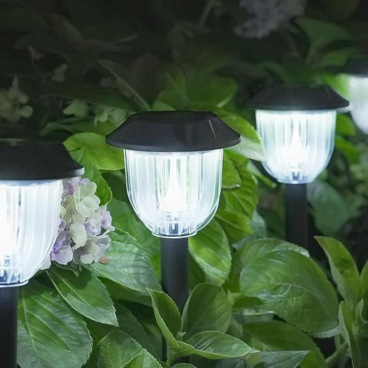 AOSEA Bright 12 Pack Solar Lights Outdoor IP65 Waterproof,LED Solar Lights for Outside,Landscape Lighting,Garden Decorative for Yard,Patio,Landscape,Pathway,Sidewalk,Driveway,Lawn (Cold White)