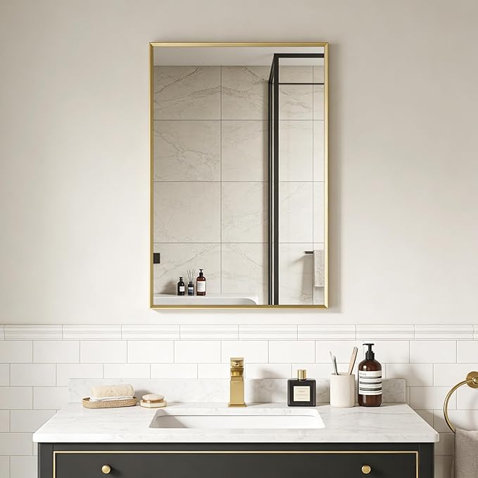 BOMINICA Brushed Gold Bathroom Mirror