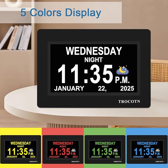 TROCOTN Dementia Clocks, Large Display Calendar Alarm Clock