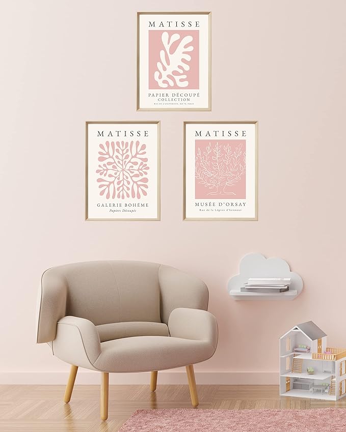 Framed Matisse Pink Canvas Wall Art, Abstract Matisse Canvas Wall Decor