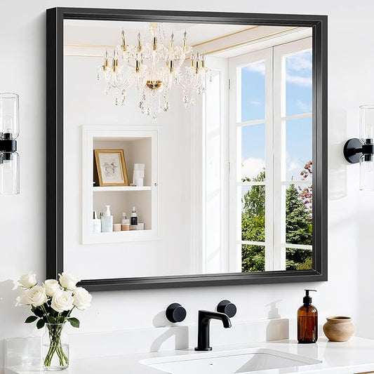 Black Bathroom Mirror, 30x30 Square Mirrors