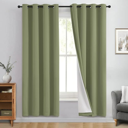 Yakamok 100% Blackout Curtain Panels 72 inches Cold and Light Blocking Drapes
