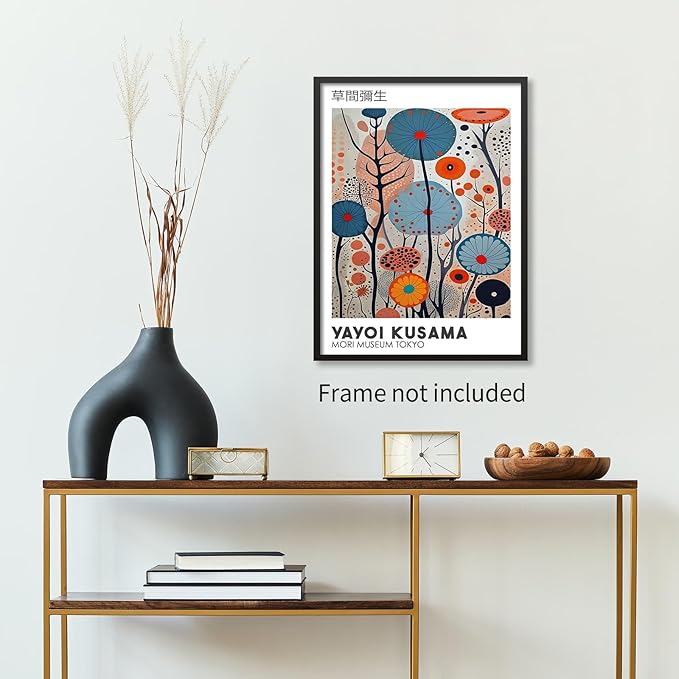 Yayoi Kusama Canvas Wall Art Vintage Japanese Painting Posters Tokyo Aesthetic