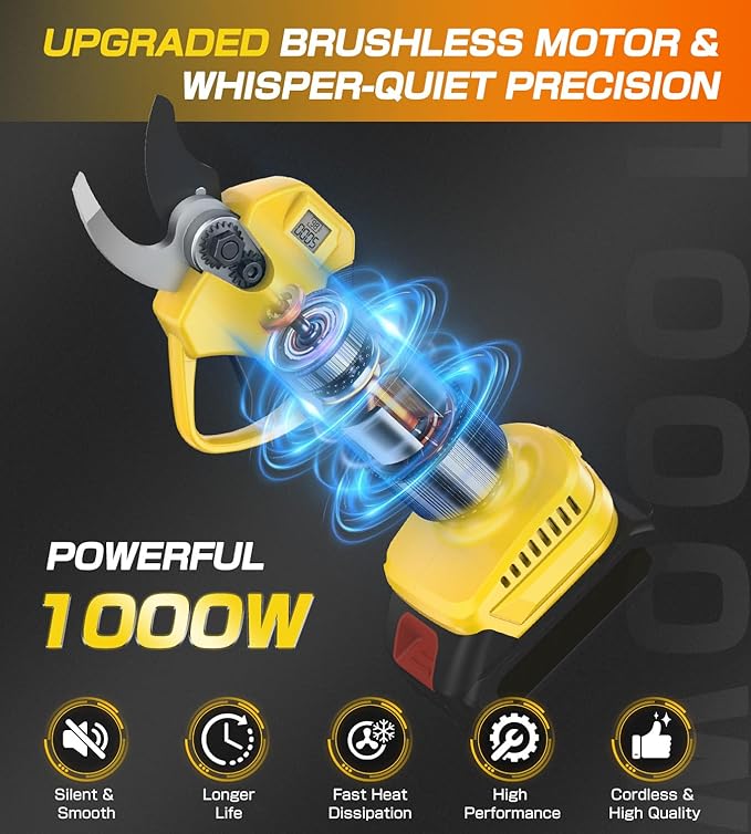 Electric Pruning Shears for DeWalt 20V Max Cordless1.4 Inches Branch Cutter Battery Pruning Shears with LCD Display Power Scissors for Gardening Tree Trimming, Bare Tool Only (NO Battery)