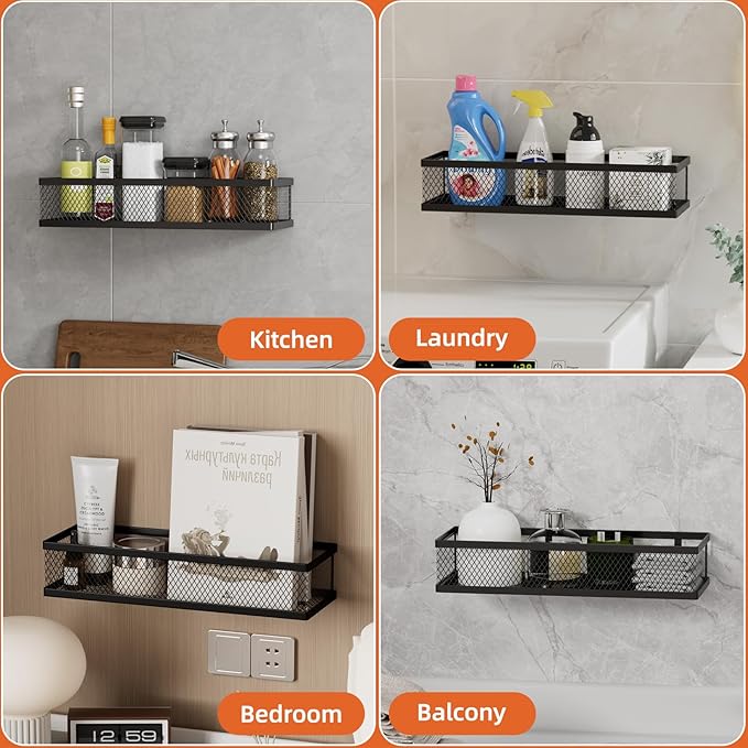 Spice Rack Wall Mount, 4 Pack Pantry Door Organizer & Hanging Storage Baskets