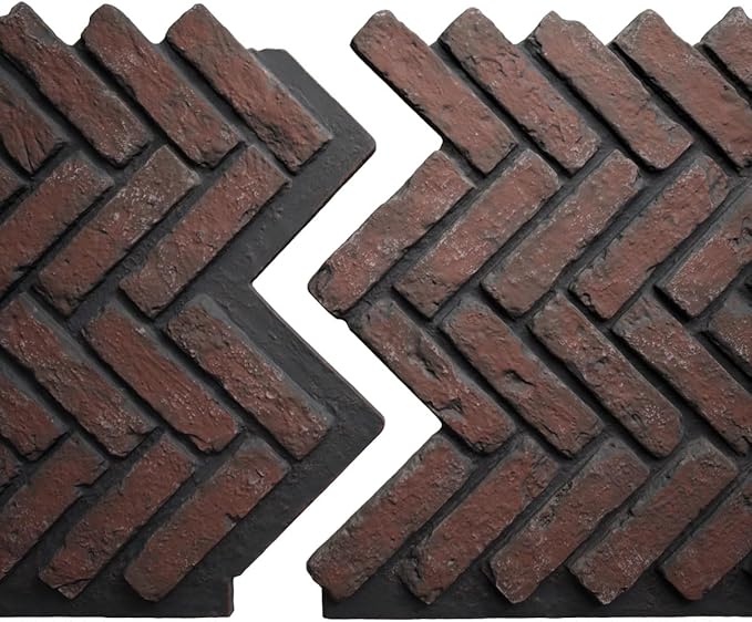 EverStone Herringbone Faux Brick Panel, 46 1/2"W x 25 1/4"H x 1"D, Cinder Color