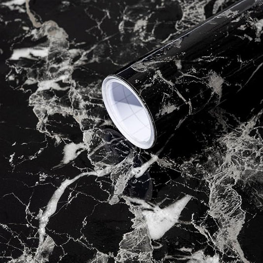 Arthome Black Marble Contact Paper, 15.7"x393" Self Adhesive Wallpaper