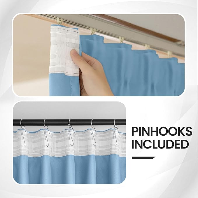 Ceiling Pinch Pleated Blackout Drapes 52 x 108 Inch Length 2 Panels