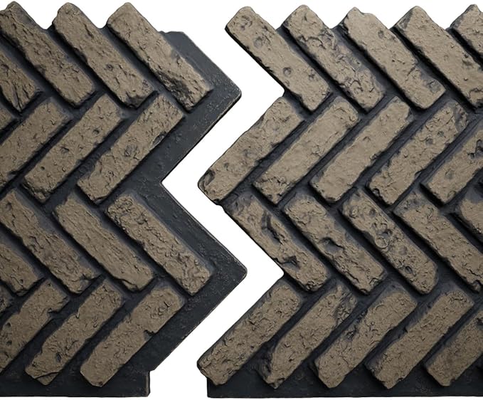 EverStone Herringbone Faux Brick Panel, 46 1/2"W x 25 1/4"H x 1"D, Ash Color