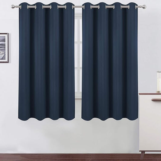 LEMOMO Navy Blackout Curtains 66 x 63 Inch Length/Set of 2 Curtain
