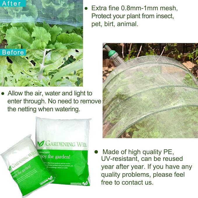 16Ft x 50Ft Mosquito Bug Insect Bird Fine Mesh Net Barrier Hunting Blind Garden Screen Netting for Protect Your Plant Fruits Flower