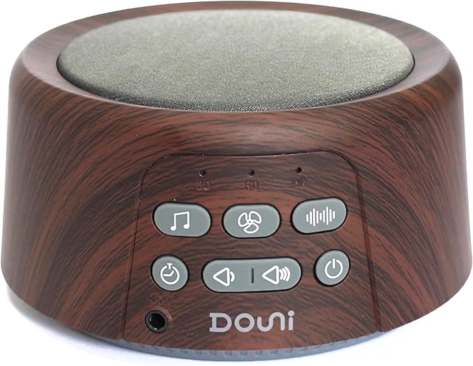 White Noise Machine - Sleep Sound Machine with Soothing Sounds Timer & Memory Function for Sleeping & Relaxation, Sleep Therapy for Kid, Adult, Nursery, Home, Office, Travel. Brown Wood Grain