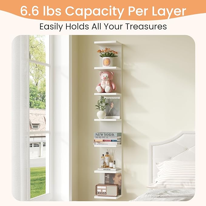 upsimples 7-Tier Floating Wall Shelf, Decorative Shelves