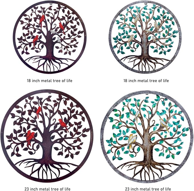 CHINDEUISYUT 23 Inches Tree of Life Wall Art Metal, Large Metal Tree of Life Wall Decor Wall Hanging for Living Room Bedroom Garden Outdoor Porch Patio Office Home Wall Decor, 23in x 23in x 0.88 in
