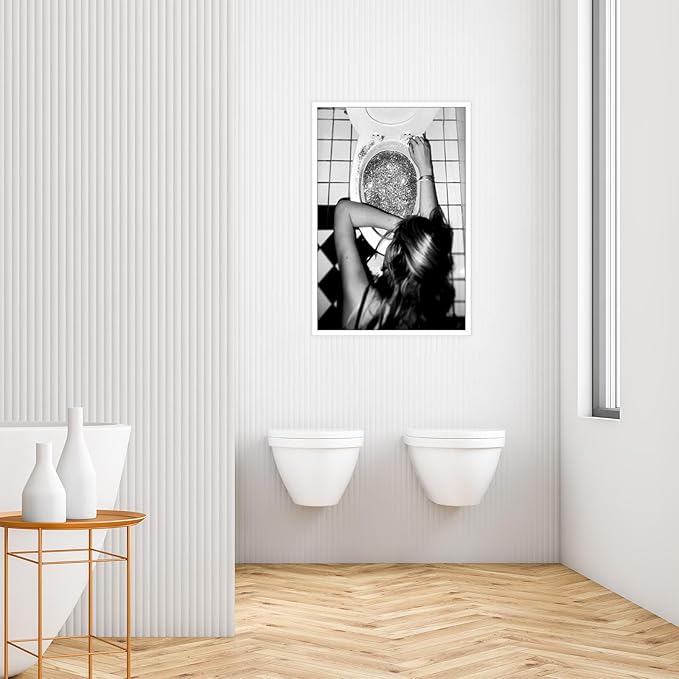 Liyark Funny Bathroom Wall Art Black and White posters Bar Disco Party prints