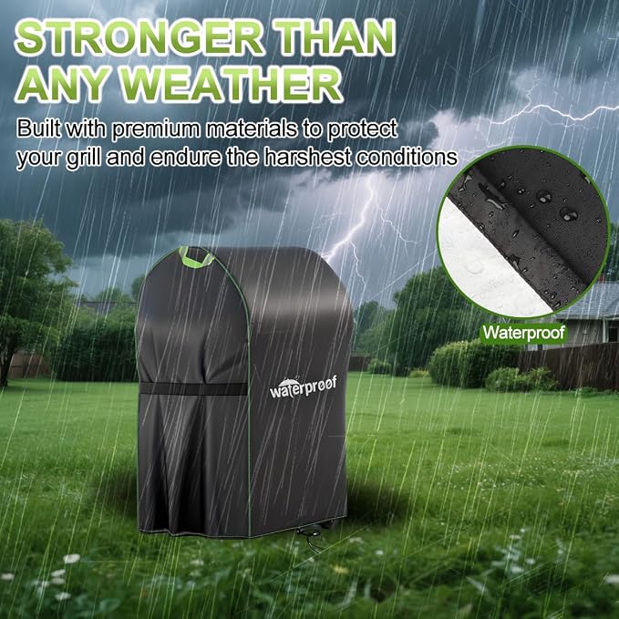 Grill Cover, 30 inch Small BBQ Grill Cover for Outdoor Grill, 420D Waterproof Fabric, UV & Fade Resistant, All-Weather Barbecue Gas Grill Cover with Handles, Straps & Adjustable Drawstring