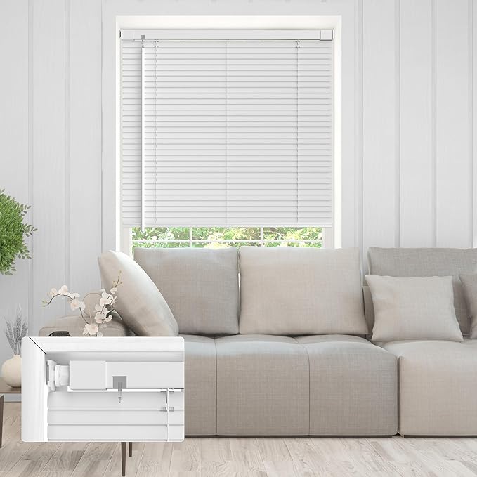No Drill No Tool 1" Vinyl Mini Blinds, Light Filtering Horizontal Window Blinds